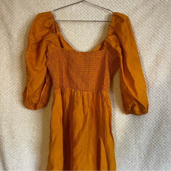 LOFT Beach Linen Cutout Mini Pocket Dress Puff Sleeve Small - Picture 9 of 9